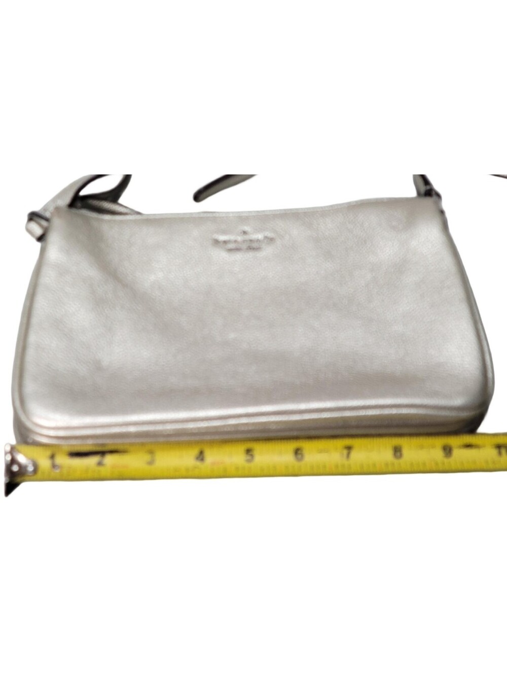 Kate Spade New York Metallic Silver Crossbody Bag Purse Zip Top Closure - Picture 16 of 16